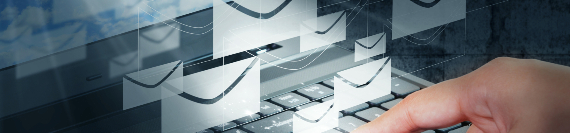 Close up of a handing typing on a keyboard