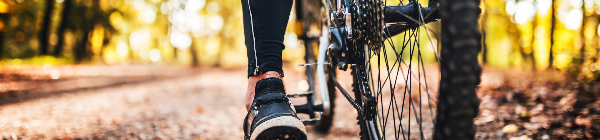 Close up of mountain bike wheels